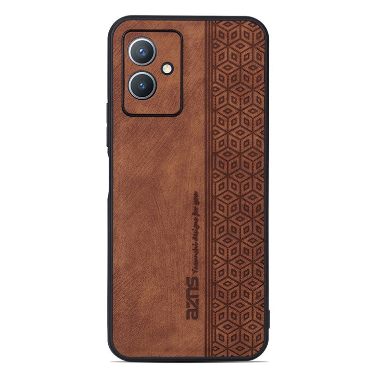 AZNS Anti-scratch Phone Case for vivo Y33s 5G / Y33e 5G, Imprinted Pattern PU Leather Coated TPU Back Cover - Brown