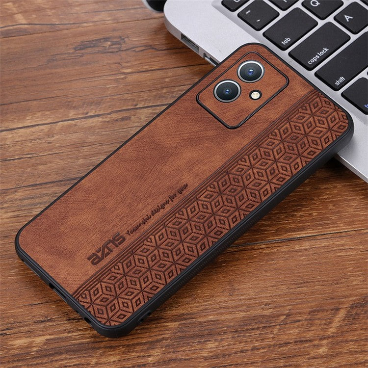 AZNS Anti-scratch Phone Case for vivo Y33s 5G / Y33e 5G, Imprinted Pattern PU Leather Coated TPU Back Cover - Brown