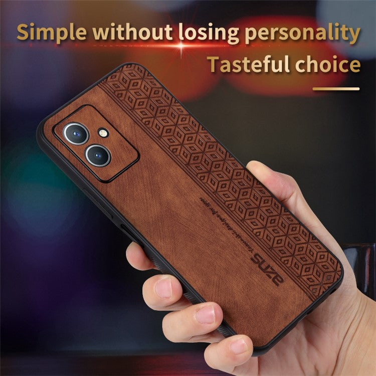 AZNS Anti-scratch Phone Case for vivo Y33s 5G / Y33e 5G, Imprinted Pattern PU Leather Coated TPU Back Cover - Brown