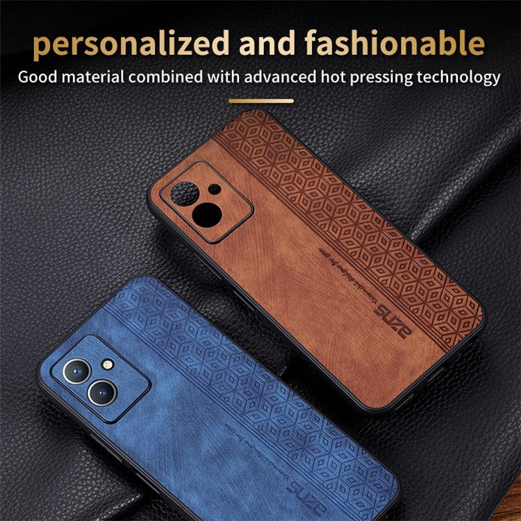 AZNS Anti-scratch Phone Case for vivo Y33s 5G / Y33e 5G, Imprinted Pattern PU Leather Coated TPU Back Cover - Brown