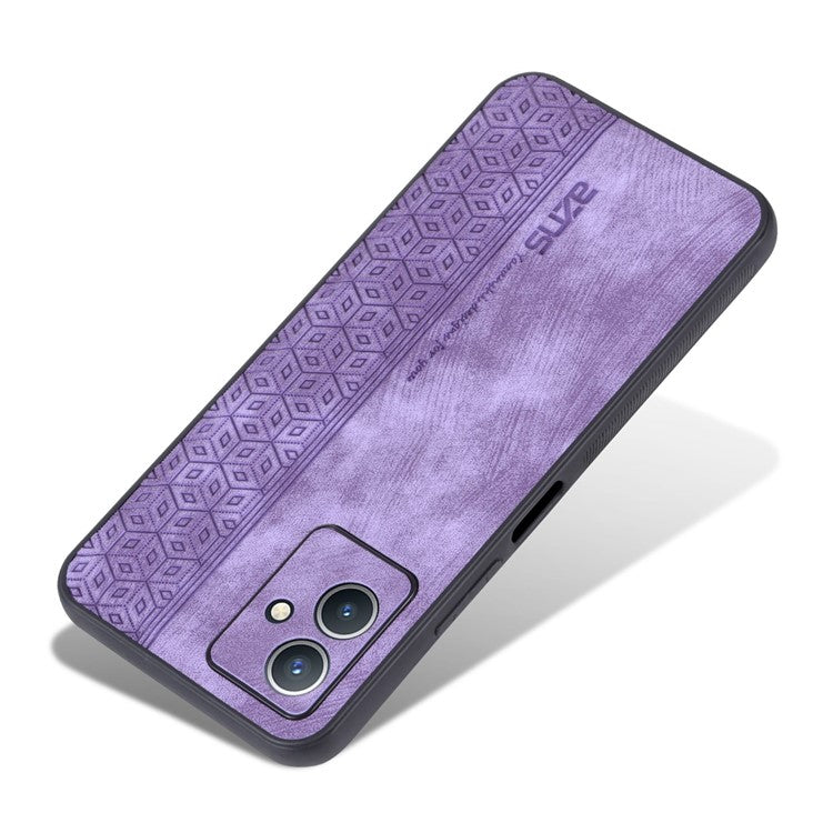 AZNS Anti-scratch Phone Case for vivo Y33s 5G / Y33e 5G, Imprinted Pattern PU Leather Coated TPU Back Cover - Purple