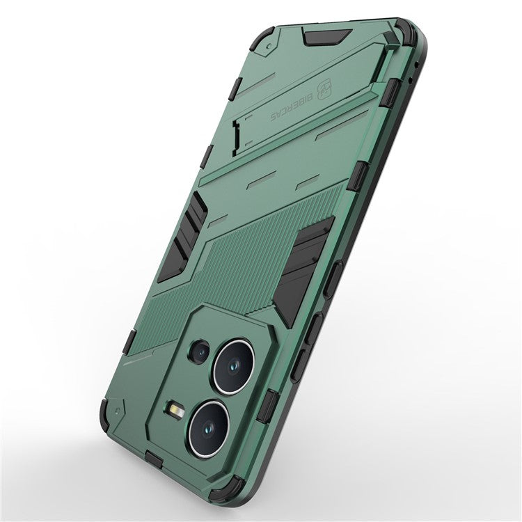 Hard PC + Soft TPU Anti-drop Case for vivo V25 5G, Kickstand Cell Phone Shockproof Cover - Green