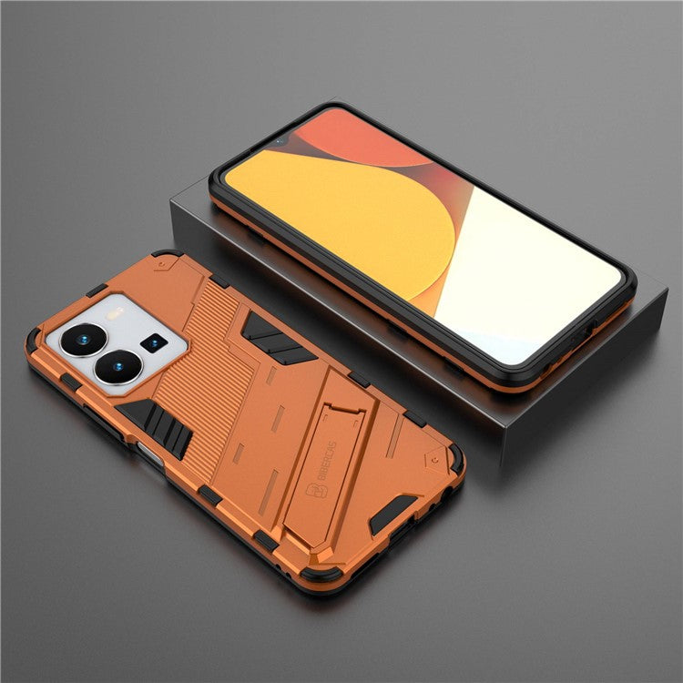 Hard PC + Soft TPU Case for vivo Y35 4G (2022), Anti-scratch Kickstand Protective Phone Cover - Orange