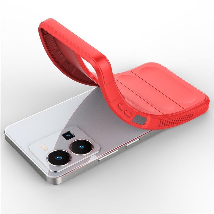 For vivo Y35 4G (2022) Flexible TPU Phone Case Drop-proof Anti-scratch Smartphone Cover - Red