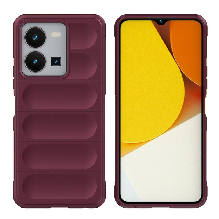 For vivo Y35 4G (2022) Flexible TPU Phone Case Drop-proof Anti-scratch Smartphone Cover - Wine Red