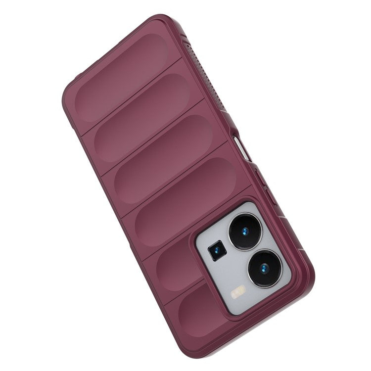 For vivo Y35 4G (2022) Flexible TPU Phone Case Drop-proof Anti-scratch Smartphone Cover - Wine Red