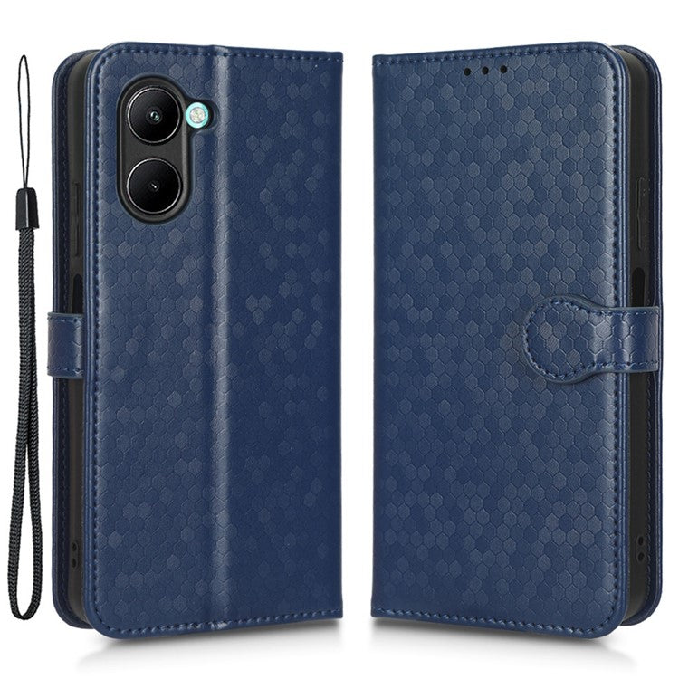 For Realme C33 4G Dot Pattern Imprinted Wallet Case Magnetic PU Leather Stand Flip Phone Cover with Strap - Blue