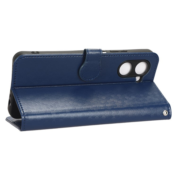 For Realme C33 4G Dot Pattern Imprinted Wallet Case Magnetic PU Leather Stand Flip Phone Cover with Strap - Blue