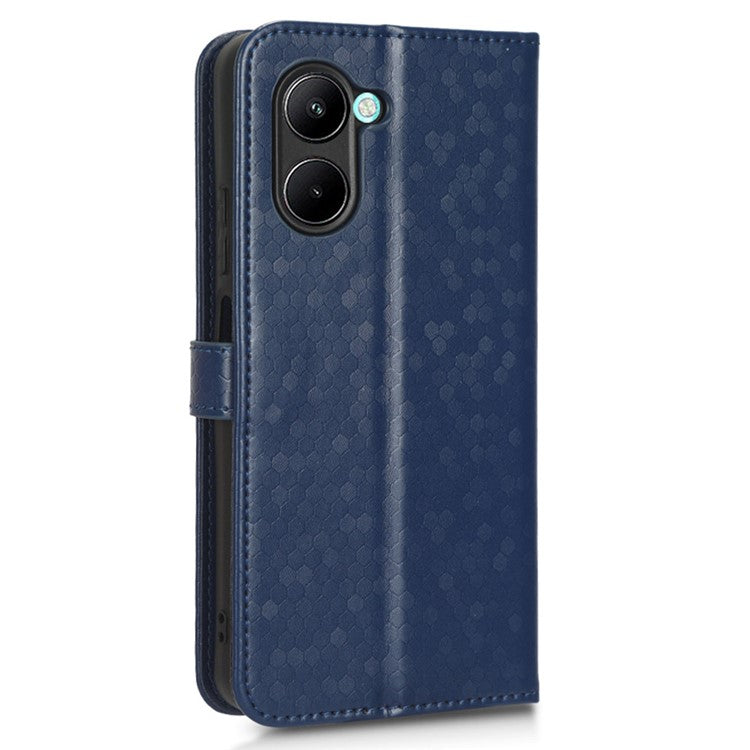 For Realme C33 4G Dot Pattern Imprinted Wallet Case Magnetic PU Leather Stand Flip Phone Cover with Strap - Blue