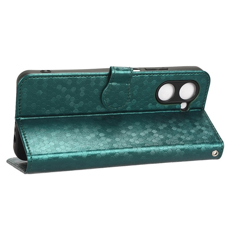 For Realme C33 4G Dot Pattern Imprinted Wallet Case Magnetic PU Leather Stand Flip Phone Cover with Strap - Green