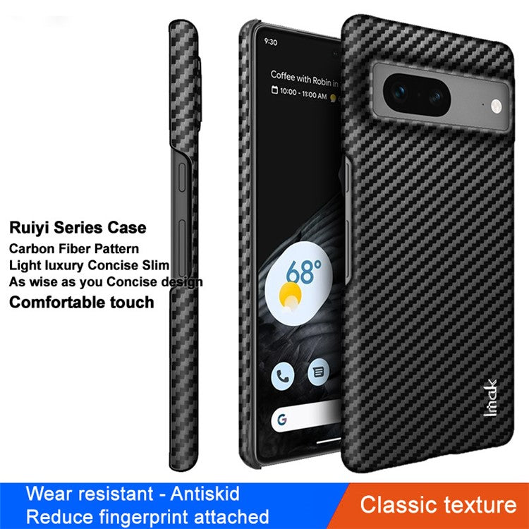 IMAK Ruiyi Series for Google Pixel 7 5G Carbon Fiber Texture PU Leather Coated PC Case Scratch-resistant Cell Phone Cover