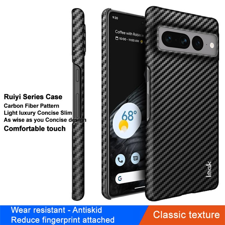 IMAK Ruiyi Series for Google Pixel 7 Pro 5G Carbon Fiber Texture Anti-drop Phone Case PU Leather Coated PC Back Cover