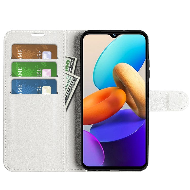 For vivo Y22s 4G Litchi Texture PU Leather + TPU Full Protection Case Wallet Stand Phone Cover - White