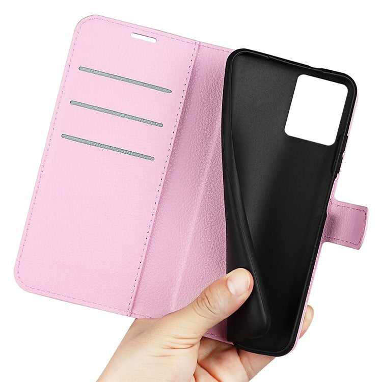 For vivo Y22s 4G Litchi Texture PU Leather + TPU Full Protection Case Wallet Stand Phone Cover - Pink