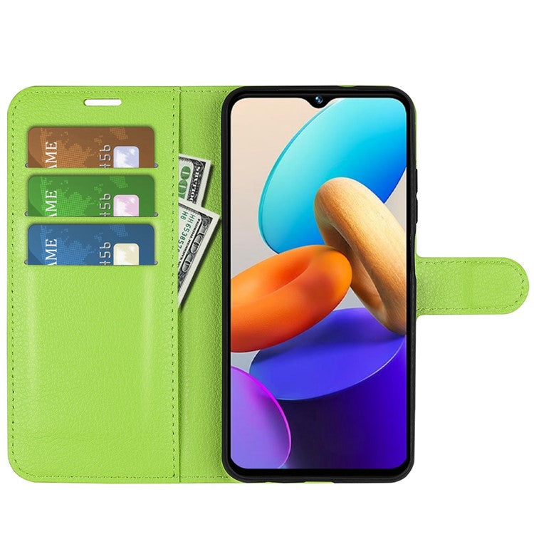 For vivo Y22s 4G Litchi Texture PU Leather + TPU Full Protection Case Wallet Stand Phone Cover - Green