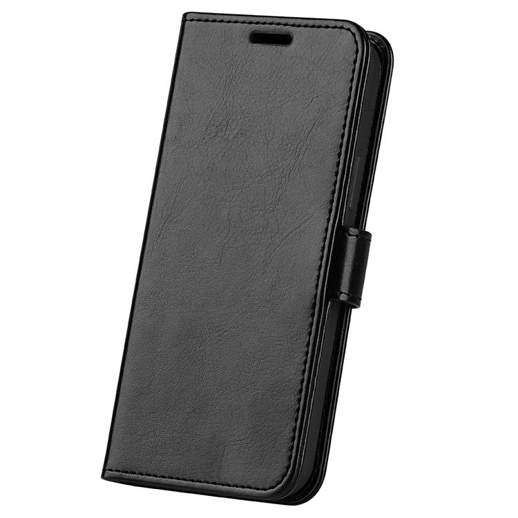 Crazy Horse Texture Phone Case for vivo Y22s 4G, PU Leather + TPU Anti-drop Cover with Stand Wallet - Black