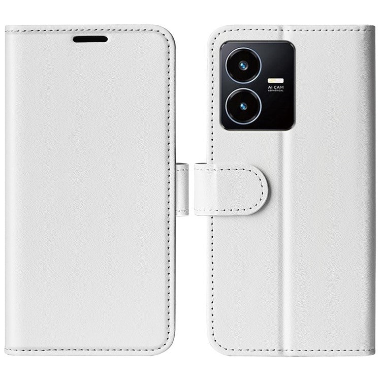 Crazy Horse Texture Phone Case for vivo Y22s 4G, PU Leather + TPU Anti-drop Cover with Stand Wallet - White