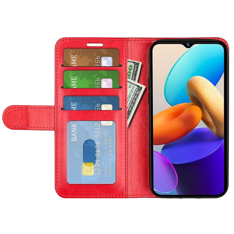 Crazy Horse Texture Phone Case for vivo Y22s 4G, PU Leather + TPU Anti-drop Cover with Stand Wallet - Red