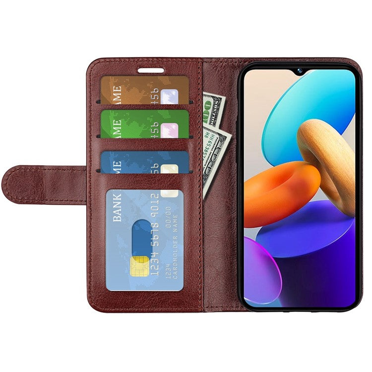 Crazy Horse Texture Phone Case for vivo Y22s 4G, PU Leather + TPU Anti-drop Cover with Stand Wallet - Brown