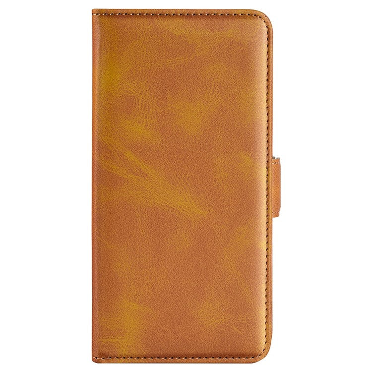 For vivo Y22s 4G Calf Texture PU Leather Wallet Stand Case Anti-scratch Dual Magnetic Clasp Phone Cover - Yellow