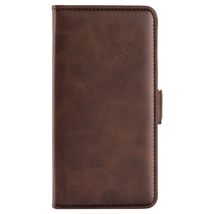 For vivo Y22s 4G Calf Texture PU Leather Wallet Stand Case Anti-scratch Dual Magnetic Clasp Phone Cover - Brown