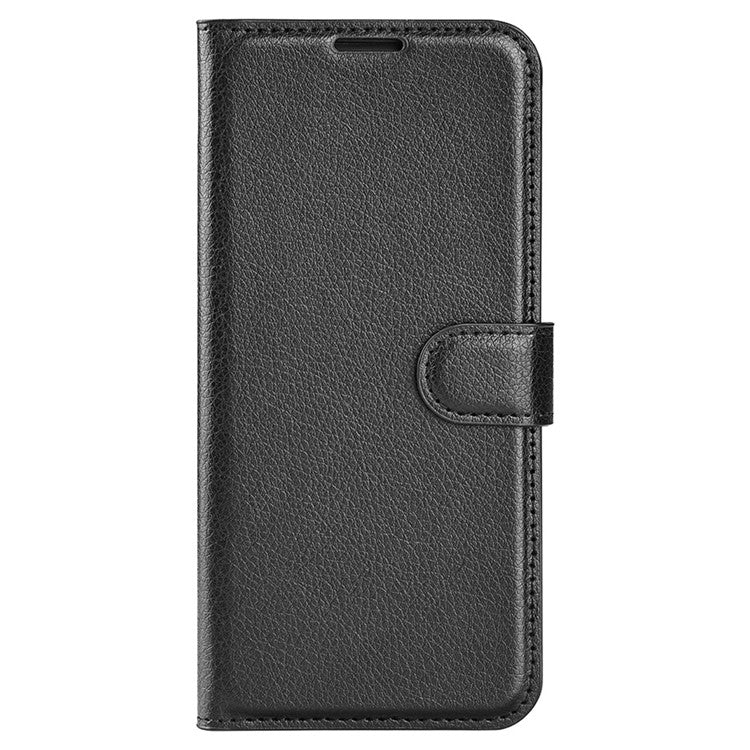 For vivo Y16 4G Litchi Texture PU Leather Wallet Stand Case Magnetic Clasp Folio Flip Protective Cover - Black