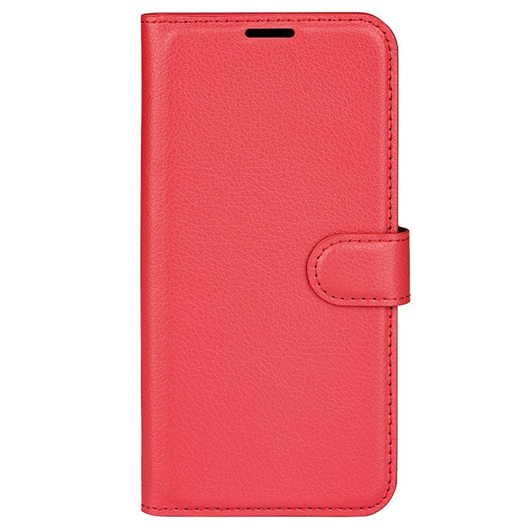 For vivo Y16 4G Litchi Texture PU Leather Wallet Stand Case Magnetic Clasp Folio Flip Protective Cover - Red