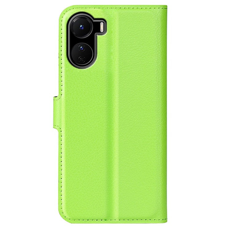 For vivo Y16 4G Litchi Texture PU Leather Wallet Stand Case Magnetic Clasp Folio Flip Protective Cover - Green