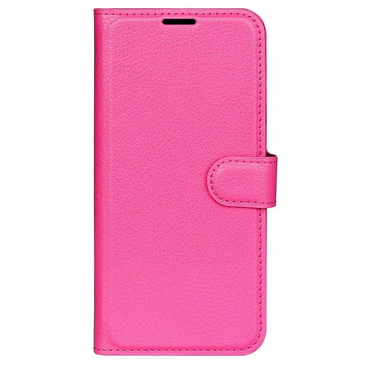 For vivo Y16 4G Litchi Texture PU Leather Wallet Stand Case Magnetic Clasp Folio Flip Protective Cover - Rose