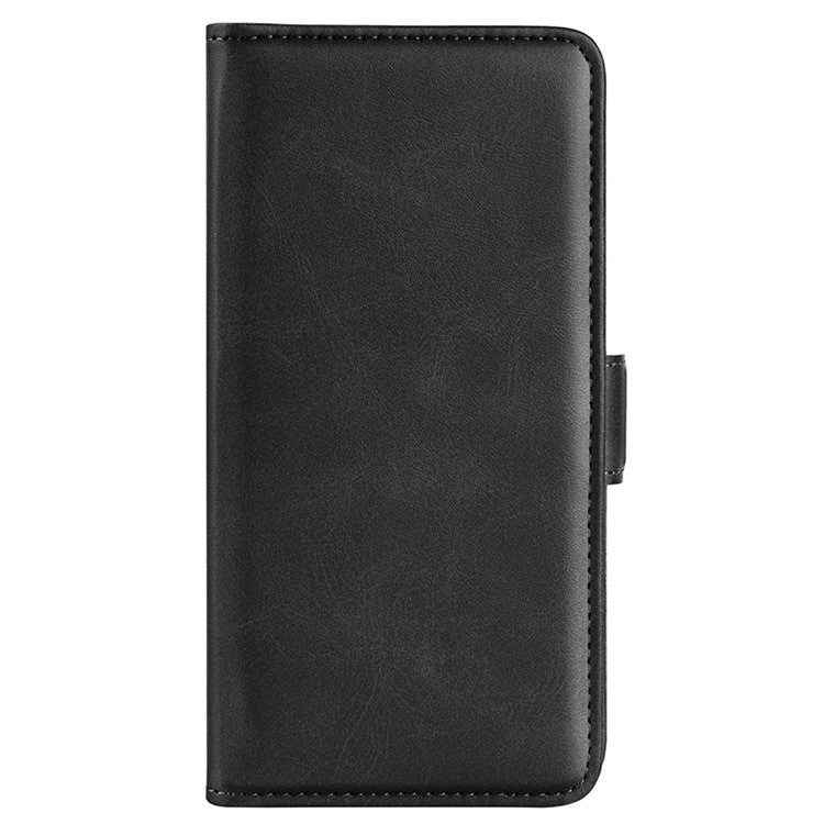 For vivo Y16 4G Calf Texture PU Leather Case Dual Magnetic Clasp Stand Wallet Folio Flip Phone Cover - Black