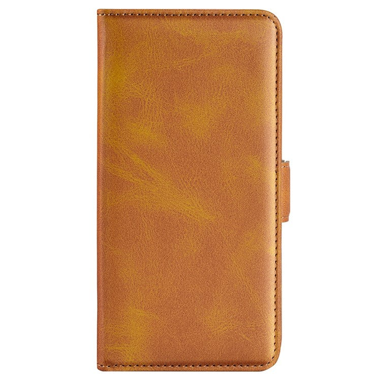 For vivo Y16 4G Calf Texture PU Leather Case Dual Magnetic Clasp Stand Wallet Folio Flip Phone Cover - Yellow