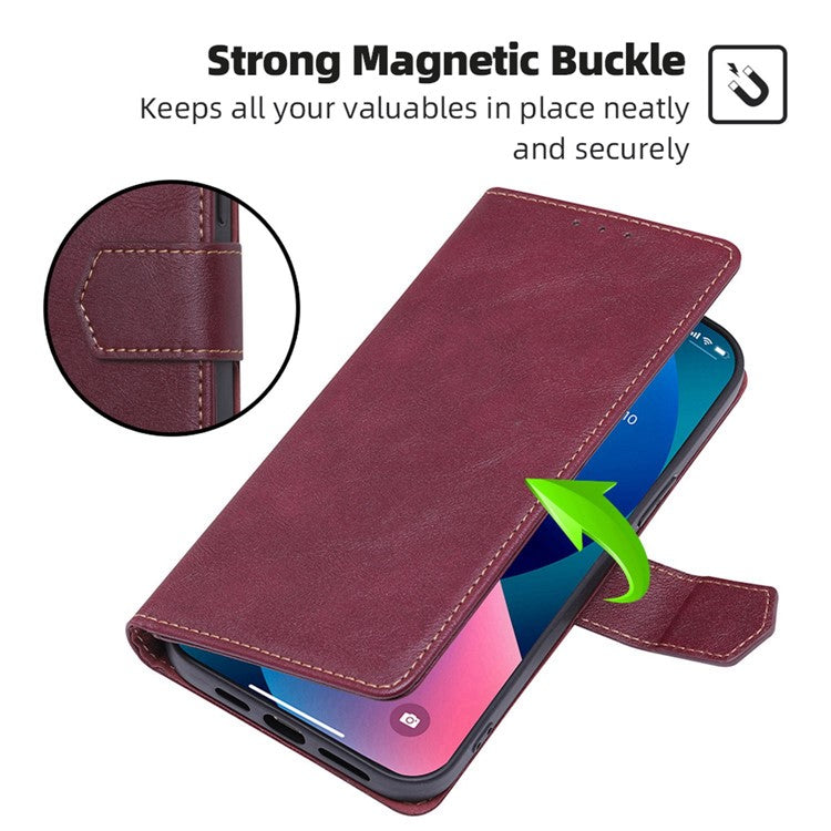 For vivo Y35 4G (2022) / Y22s 4G / Y22 4G RFID Blocking PU Leather Phone Protective Shell Water-repellent Flip Stand Wallet Cover - Wine Red