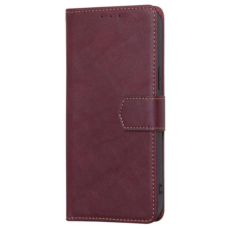 For vivo Y35 4G (2022) / Y22s 4G / Y22 4G RFID Blocking PU Leather Phone Protective Shell Water-repellent Flip Stand Wallet Cover - Wine Red