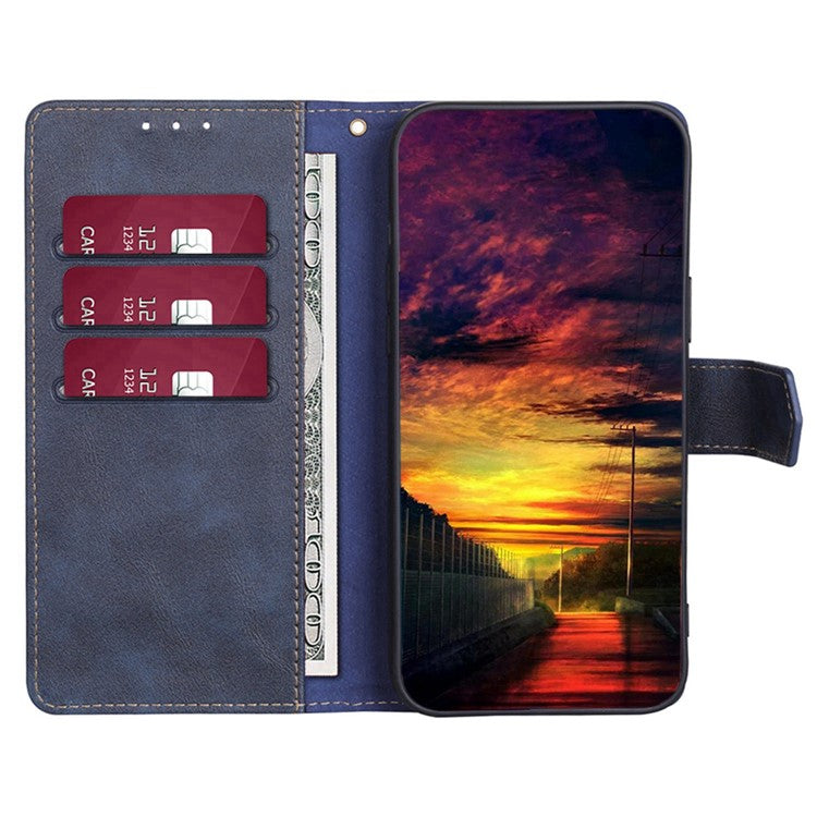 For vivo Y35 4G (2022) / Y22s 4G / Y22 4G RFID Blocking PU Leather Phone Protective Shell Water-repellent Flip Stand Wallet Cover - Blue