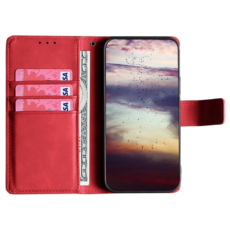 For vivo Y35 4G (2022) / Y22s 4G / Y22 4G Crocodile Texture Skin-touch Phone Cover PU Leather Magnetic Case with Stand Wallet - Red