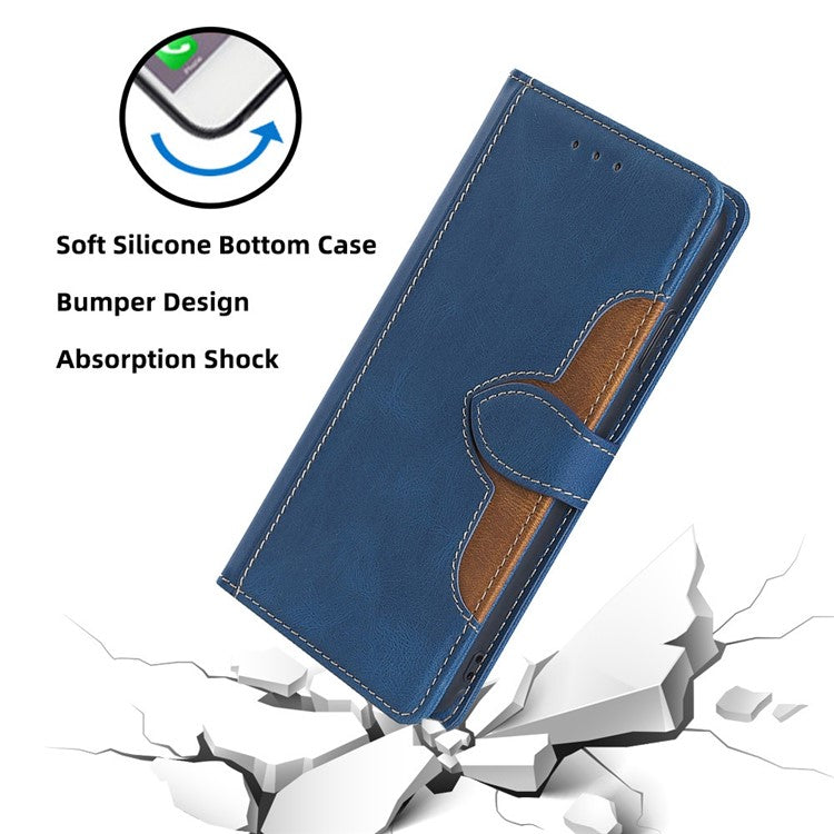 For vivo Y35 4G (2022) / Y22s 4G / Y22 4G Straw Hat Pattern PU Leather Phone Case Skin-touch Stand Wallet Inner TPU Cover - Blue