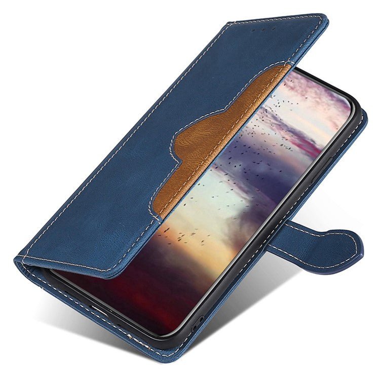 For vivo Y35 4G (2022) / Y22s 4G / Y22 4G Straw Hat Pattern PU Leather Phone Case Skin-touch Stand Wallet Inner TPU Cover - Blue