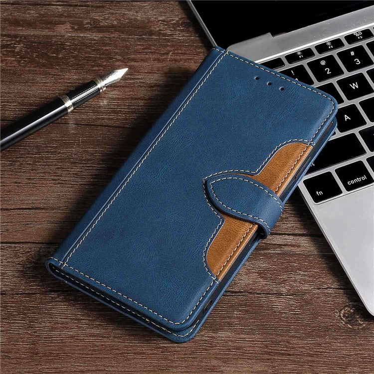 For vivo Y35 4G (2022) / Y22s 4G / Y22 4G Straw Hat Pattern PU Leather Phone Case Skin-touch Stand Wallet Inner TPU Cover - Blue