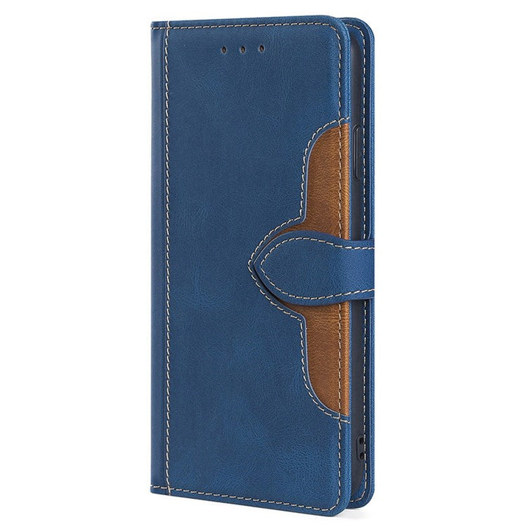 For vivo Y35 4G (2022) / Y22s 4G / Y22 4G Straw Hat Pattern PU Leather Phone Case Skin-touch Stand Wallet Inner TPU Cover - Blue