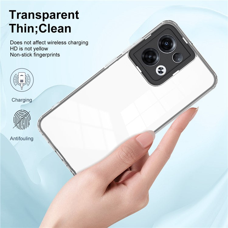 3-in-1 Transparent Phone Cover For Oppo Reno8 5G (Global Version) TPU Backplate + PC Frame + PC Camera Protection Scratch-resistant Phone Case - Black