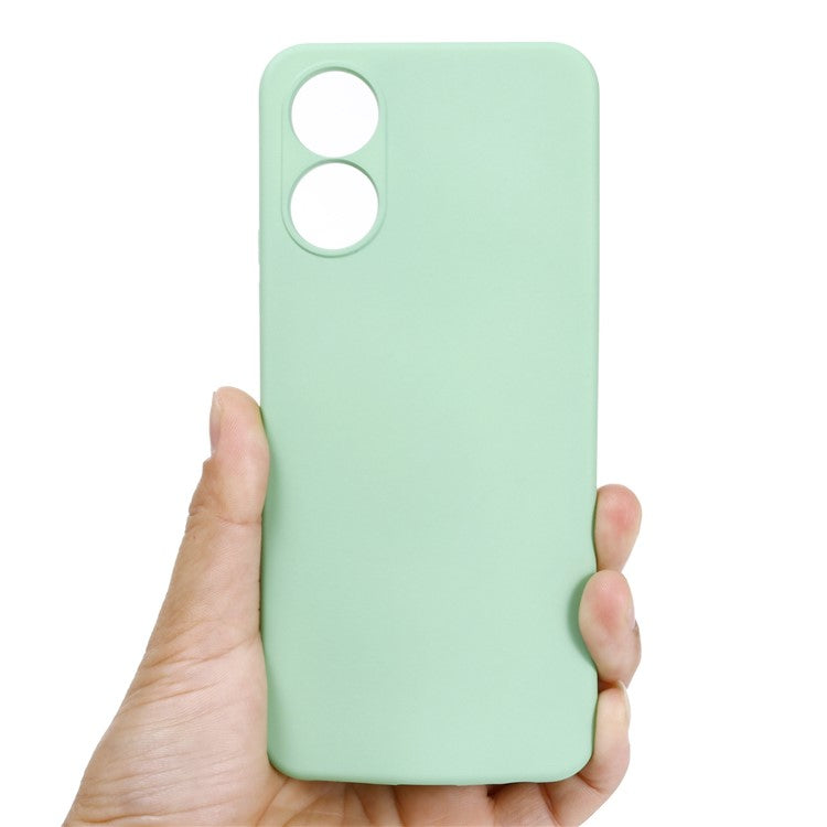 For vivo Y02s 4G Smooth Touch Liquid Silicone Phone Case Soft Fiber Lining Anti-Scratch Drop Protection Cover with Strap - Green