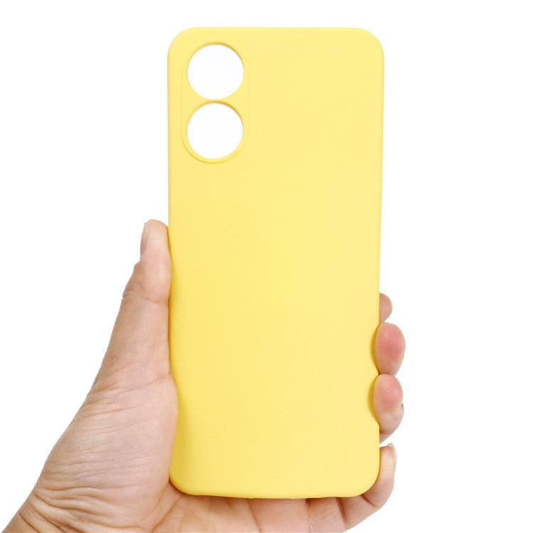 For vivo Y02s 4G Smooth Touch Liquid Silicone Phone Case Soft Fiber Lining Anti-Scratch Drop Protection Cover with Strap - Yellow