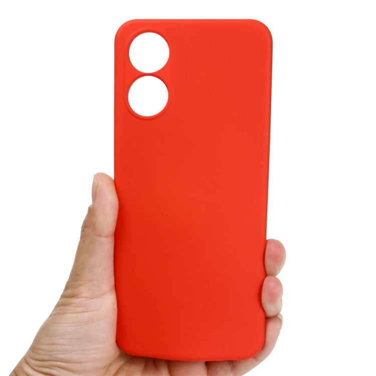 For vivo Y02s 4G Smooth Touch Liquid Silicone Phone Case Soft Fiber Lining Anti-Scratch Drop Protection Cover with Strap - Red