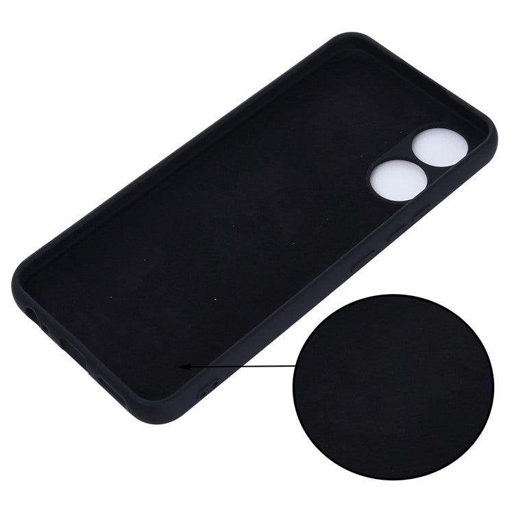 For vivo Y02s 4G Smooth Touch Liquid Silicone Phone Case Soft Fiber Lining Anti-Scratch Drop Protection Cover with Strap - Black