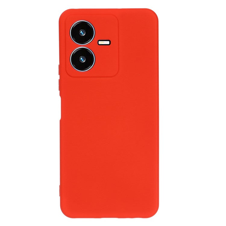 Flexible Liquid Silicone Phone Case for vivo Y22 4G / Y22s 4G, Thickening Design Soft Microfiber Lining Phone Cover - Red