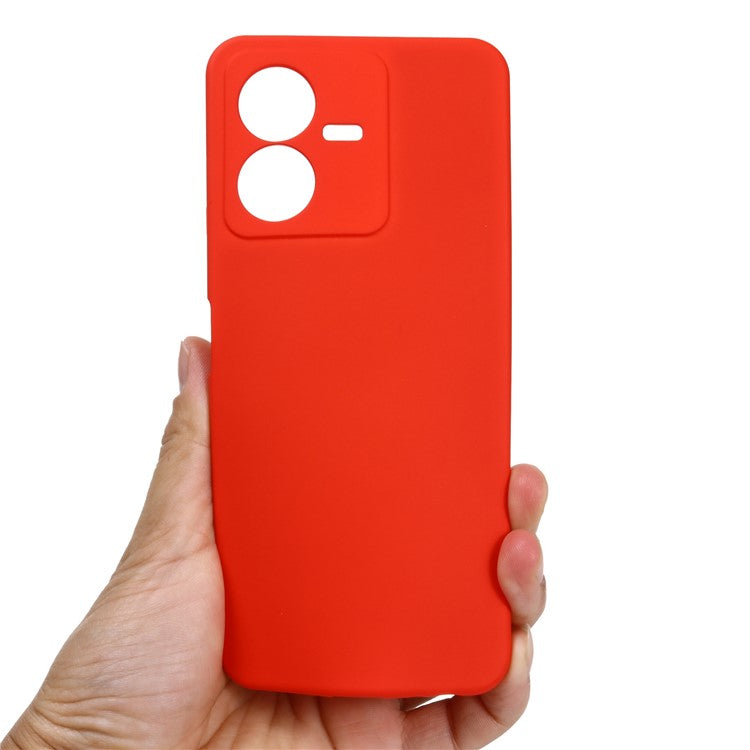 Flexible Liquid Silicone Phone Case for vivo Y22 4G / Y22s 4G, Thickening Design Soft Microfiber Lining Phone Cover - Red