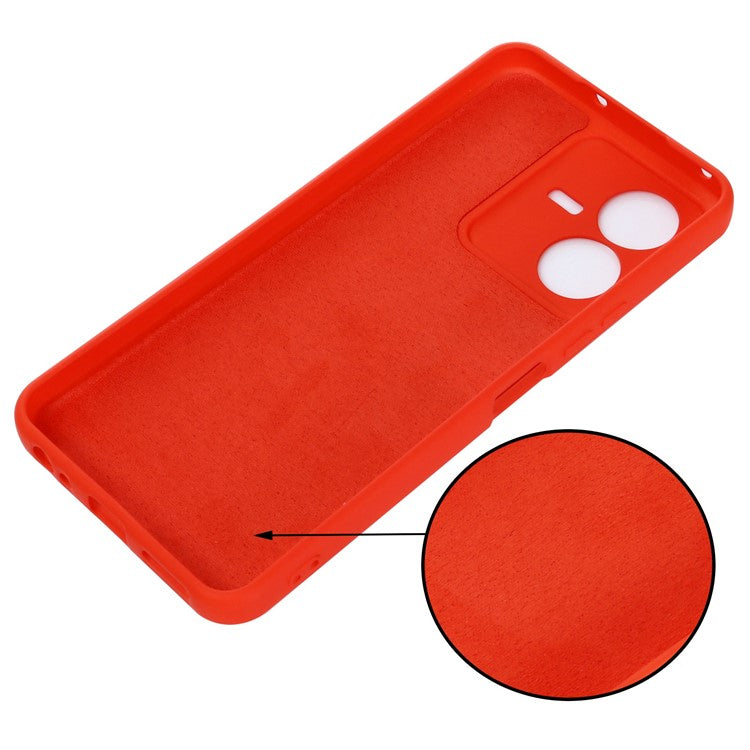 Flexible Liquid Silicone Phone Case for vivo Y22 4G / Y22s 4G, Thickening Design Soft Microfiber Lining Phone Cover - Red