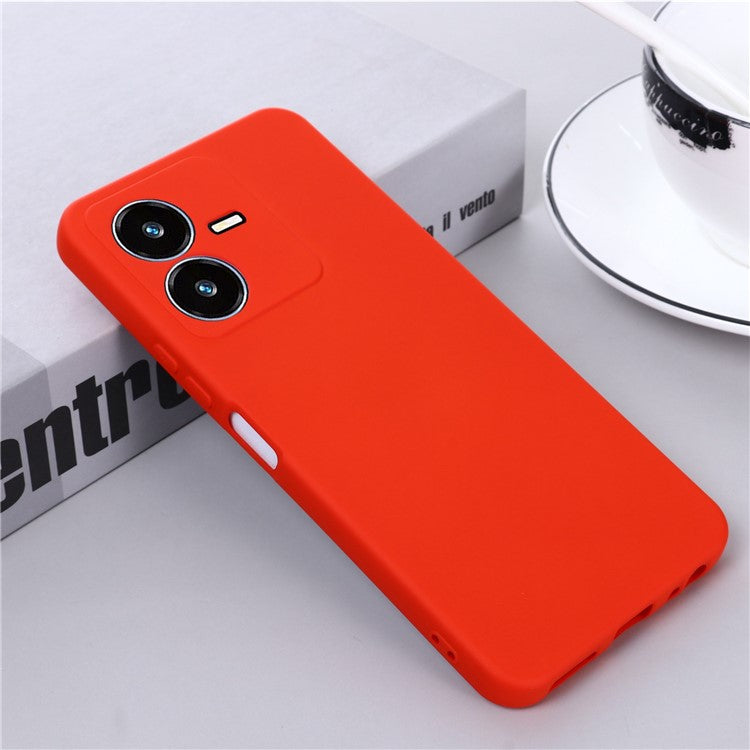 Flexible Liquid Silicone Phone Case for vivo Y22 4G / Y22s 4G, Thickening Design Soft Microfiber Lining Phone Cover - Red