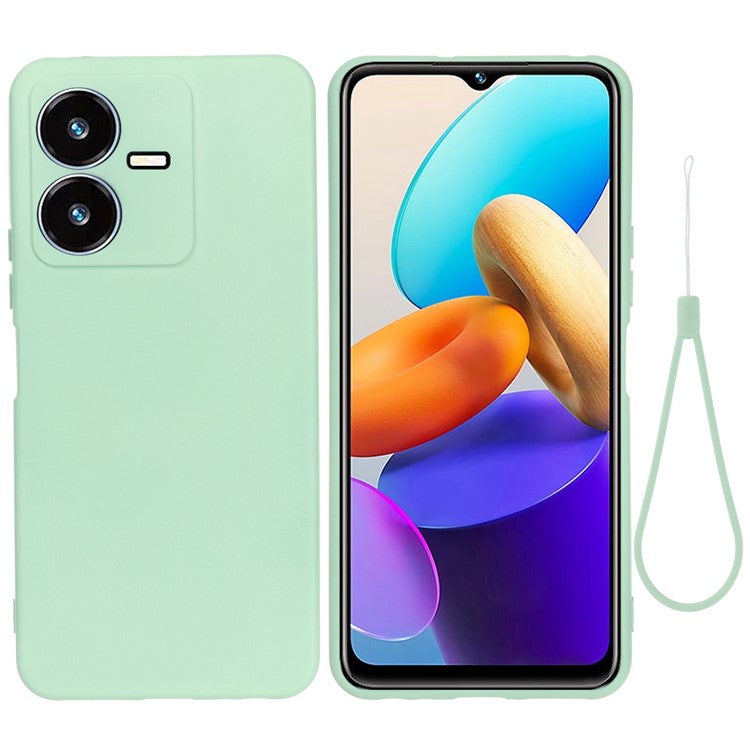 Flexible Liquid Silicone Phone Case for vivo Y22 4G / Y22s 4G, Thickening Design Soft Microfiber Lining Phone Cover - Green