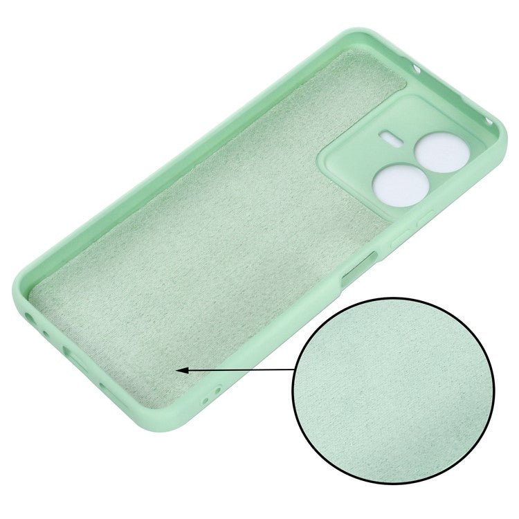 Flexible Liquid Silicone Phone Case for vivo Y22 4G / Y22s 4G, Thickening Design Soft Microfiber Lining Phone Cover - Green